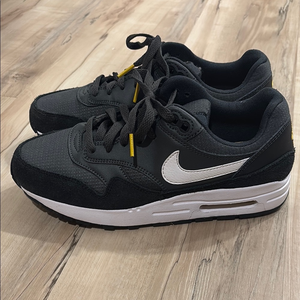 Black and White Sneakers with Yellow Accents